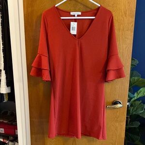 NWT Nordstrom red ruffle sleeve dress